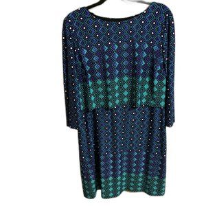 Ronnie Nichole Vibrant Diamond Green Purple Black Dress‎  Size 14